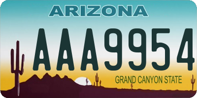 AZ license plate AAA9954