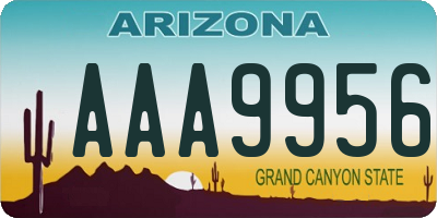 AZ license plate AAA9956