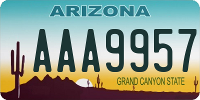 AZ license plate AAA9957