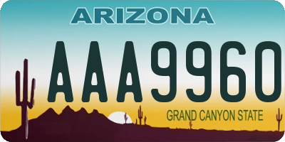 AZ license plate AAA9960