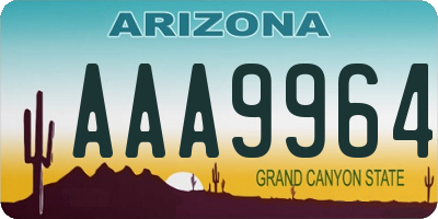 AZ license plate AAA9964