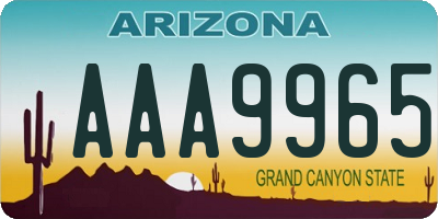 AZ license plate AAA9965