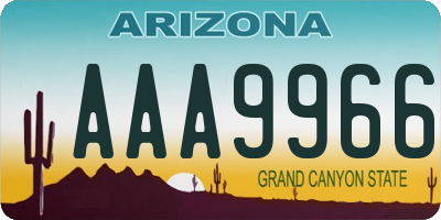 AZ license plate AAA9966