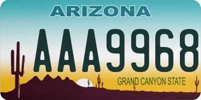 AZ license plate AAA9968