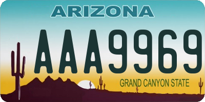 AZ license plate AAA9969