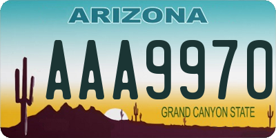 AZ license plate AAA9970