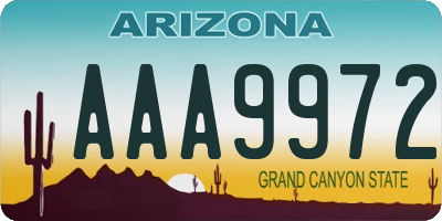 AZ license plate AAA9972