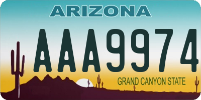 AZ license plate AAA9974