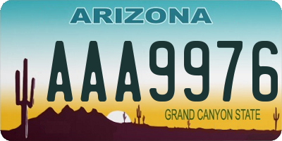 AZ license plate AAA9976