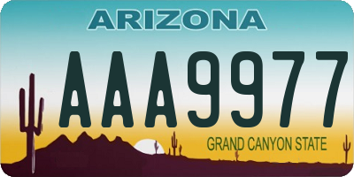 AZ license plate AAA9977