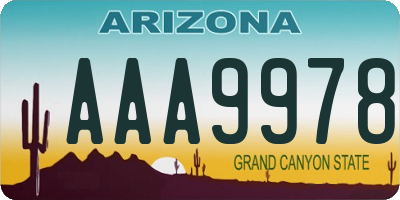 AZ license plate AAA9978