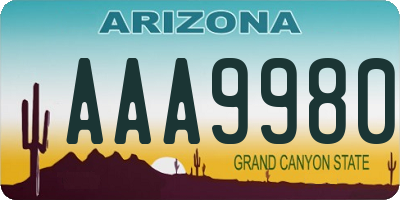 AZ license plate AAA9980