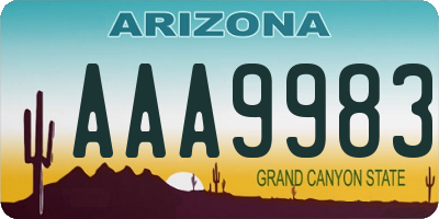 AZ license plate AAA9983