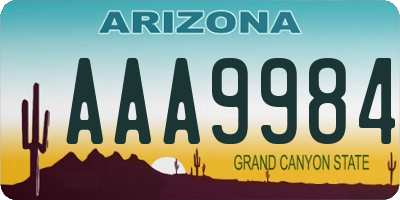 AZ license plate AAA9984