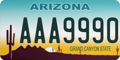 AZ license plate AAA9990