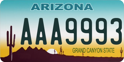 AZ license plate AAA9993