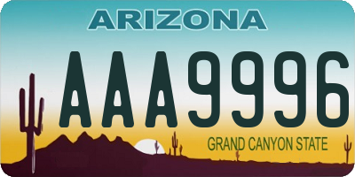 AZ license plate AAA9996