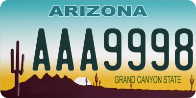 AZ license plate AAA9998