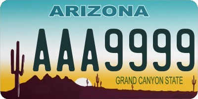 AZ license plate AAA9999