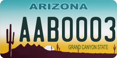 AZ license plate AAB0003