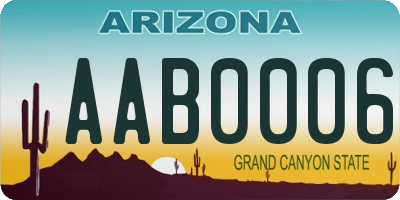 AZ license plate AAB0006