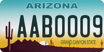 AZ license plate AAB0009