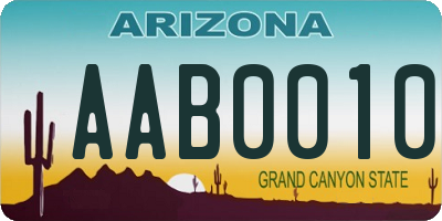 AZ license plate AAB0010