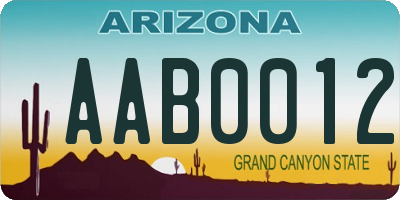 AZ license plate AAB0012