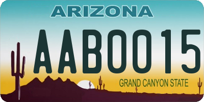 AZ license plate AAB0015