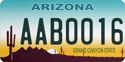 AZ license plate AAB0016