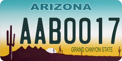 AZ license plate AAB0017