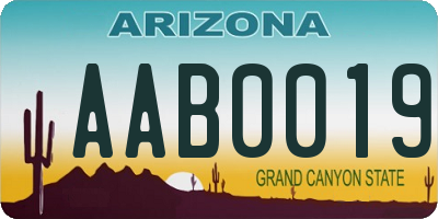 AZ license plate AAB0019