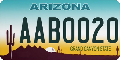 AZ license plate AAB0020