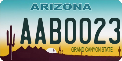 AZ license plate AAB0023