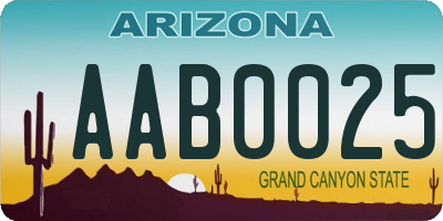 AZ license plate AAB0025