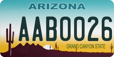 AZ license plate AAB0026