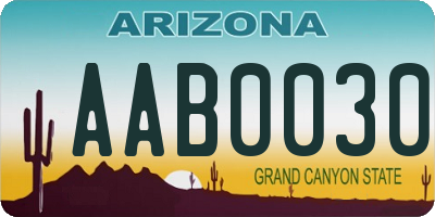 AZ license plate AAB0030