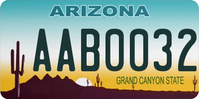 AZ license plate AAB0032