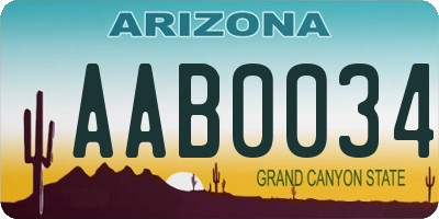 AZ license plate AAB0034