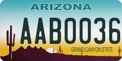 AZ license plate AAB0036