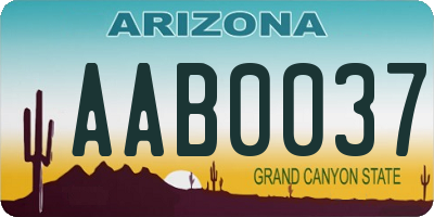 AZ license plate AAB0037