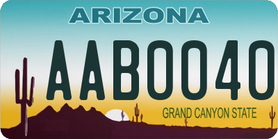 AZ license plate AAB0040