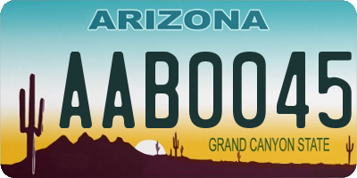 AZ license plate AAB0045