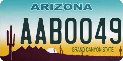 AZ license plate AAB0049