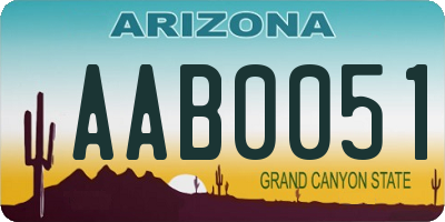 AZ license plate AAB0051