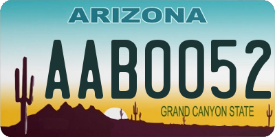 AZ license plate AAB0052