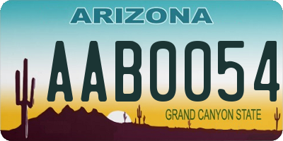 AZ license plate AAB0054