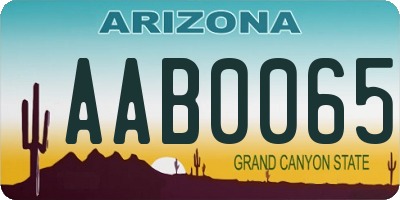 AZ license plate AAB0065