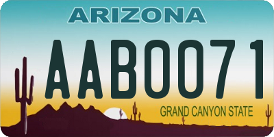 AZ license plate AAB0071