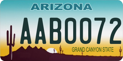 AZ license plate AAB0072